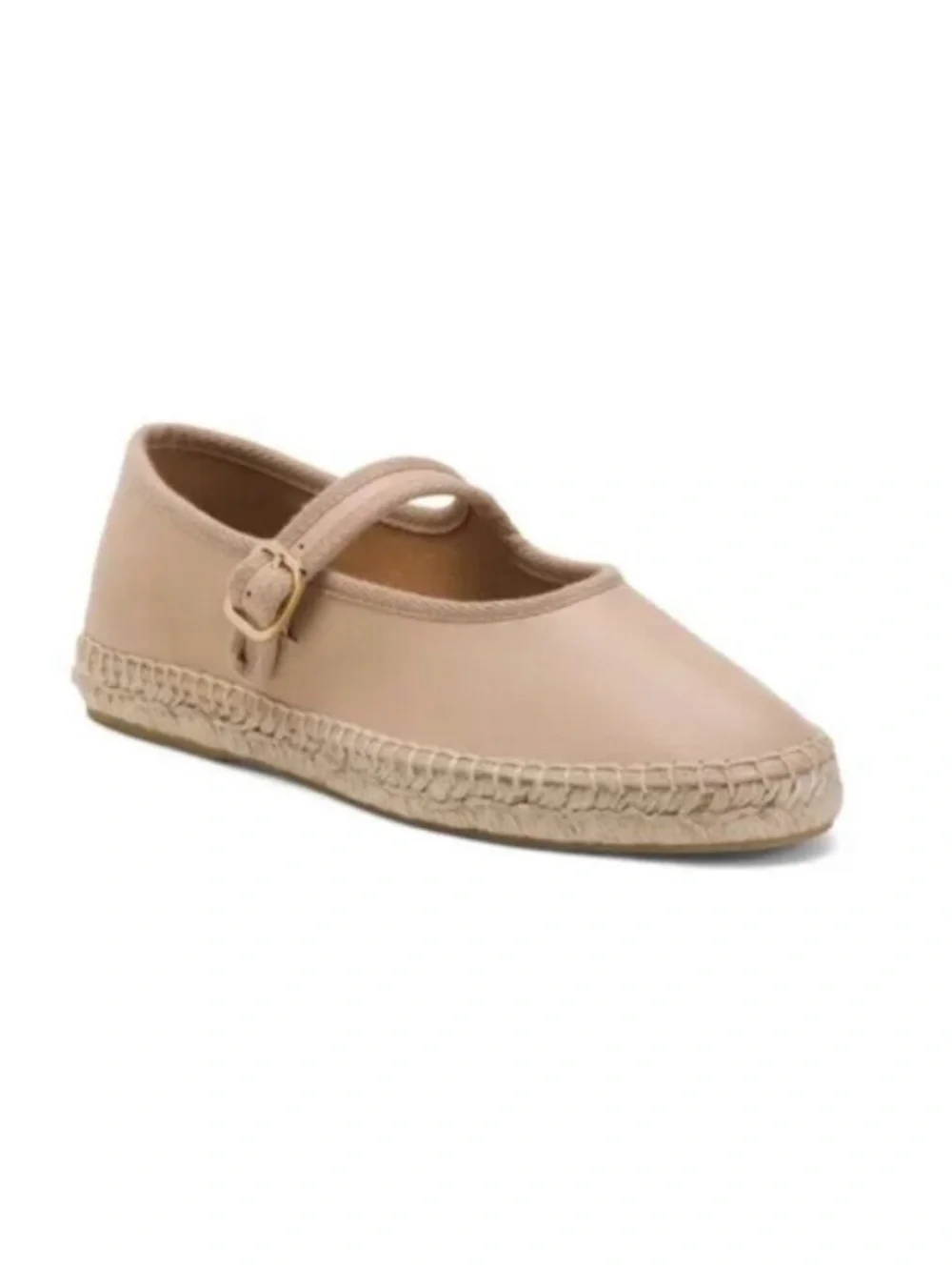 Women's Jutelia leather nude  Beige Mary Jane Espadrille Flats